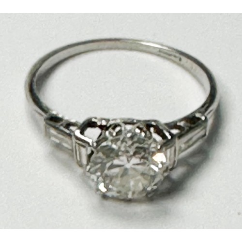 293 - A Platinum and Solitaire Diamond Ring, older style Round Brilliant Cut diamond, estimated weight 1.5... 