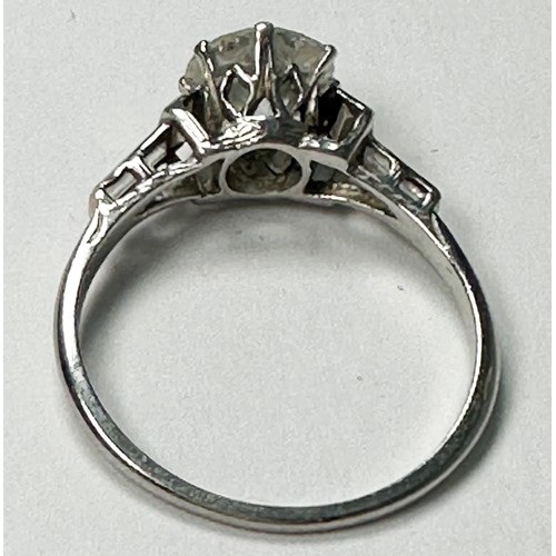 293 - A Platinum and Solitaire Diamond Ring, older style Round Brilliant Cut diamond, estimated weight 1.5... 