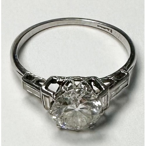 293 - A Platinum and Solitaire Diamond Ring, older style Round Brilliant Cut diamond, estimated weight 1.5... 