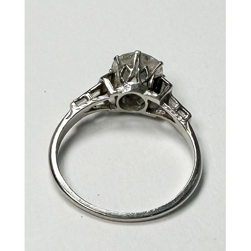 293 - A Platinum and Solitaire Diamond Ring, older style Round Brilliant Cut diamond, estimated weight 1.5... 