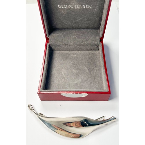 289 - Vivianna Torun Bulow-Hube for Georg Jensen, leaf form sterling silver plume brooch, design number 39... 