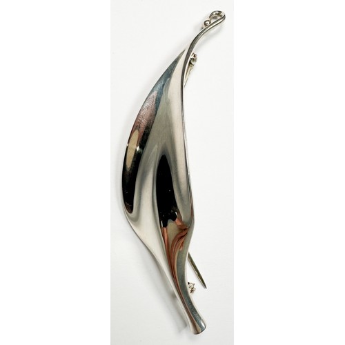 289 - Vivianna Torun Bulow-Hube for Georg Jensen, leaf form sterling silver plume brooch, design number 39... 