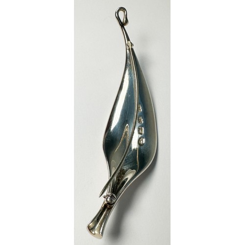 289 - Vivianna Torun Bulow-Hube for Georg Jensen, leaf form sterling silver plume brooch, design number 39... 