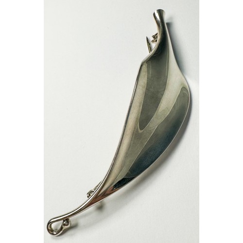 289 - Vivianna Torun Bulow-Hube for Georg Jensen, leaf form sterling silver plume brooch, design number 39... 