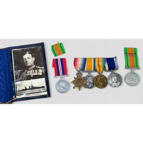 437 - A WW1 & WW2 father and son-in-law medal group, comprising WW1 1914-15 Star, War medal, Victory medal... 