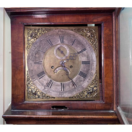 392 - A George III Longcase Clock, with eight-day movement striking a bell, the 12.5-inch square brass dia... 