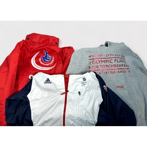 677 - An official red Olympic 2012 Olympic Park run coat, together with an official Team GB sailing windbr... 