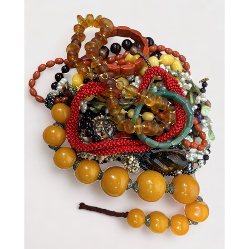 299 - A good collection of assorted costume jewellery comprising strings of pearls, pocket watches includi... 