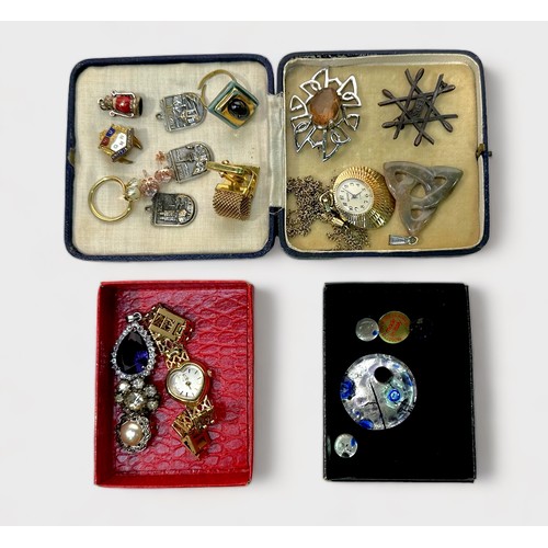 299 - A good collection of assorted costume jewellery comprising strings of pearls, pocket watches includi... 