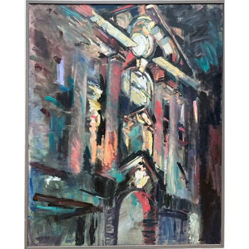 498 - Graham Chorlton (b1953) Expressionist study of a bulding facade, oil on canvas, inscribed verso, 153... 