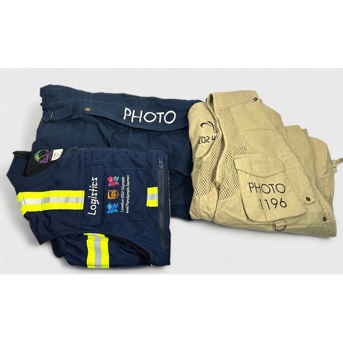 676 - A collection of assorted London 2012 Olympic utility/staff jackets and gilets including photographer... 