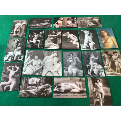 346 - An album with about 115 modern reproductions of risqué/nude cards featuring women, with some lesbian... 