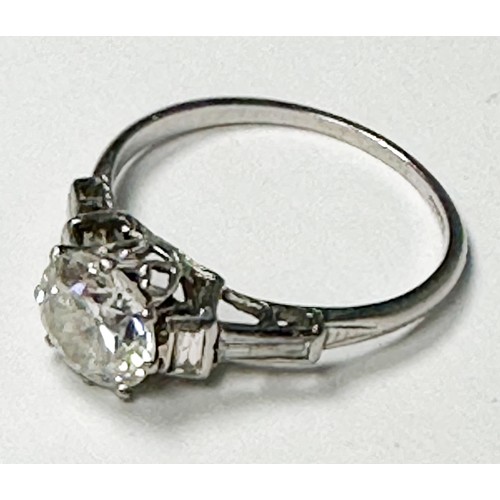 158 - A Platinum and Solitaire Diamond Ring, older style Round Brilliant Cut diamond, estimated weight 1.5... 