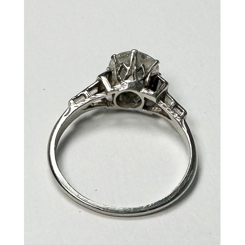 158 - A Platinum and Solitaire Diamond Ring, older style Round Brilliant Cut diamond, estimated weight 1.5... 