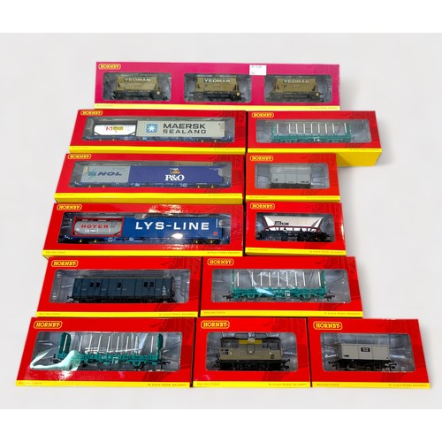 472 - Twelve various boxed Hornby ‘OO’ gauge rolling stock, to include, R6484/85 KFA Container Wagons, R64... 