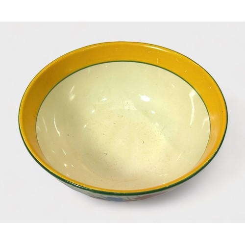 4 - A Clarice Cliff Crocus pattern bowl, with printed factory marks to base, 18.5cm diameter
