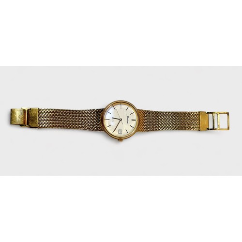 131 - A gents gold-plated Bulova quartz wristwatch, the textured white dial with applied gilt batons denot... 