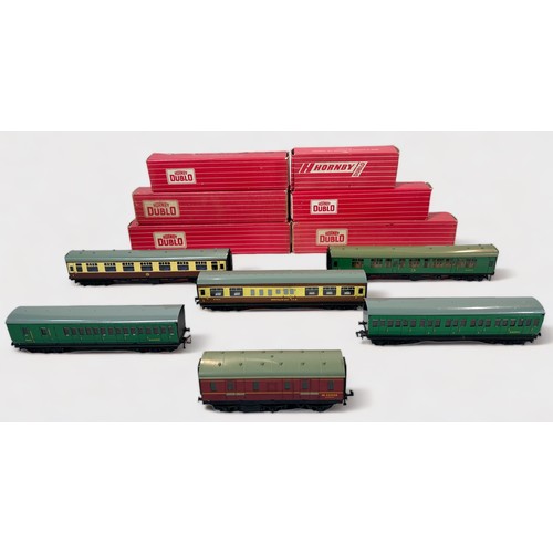 486 - Twelve various boxed Hornby-Dublo rolling stock, corridor coaches, restaurant cars, brake vans, etc.... 