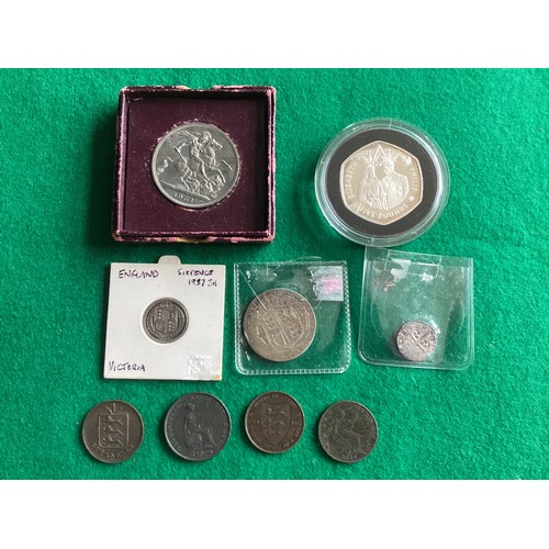 273 - Various coins (all in 1st photo) including a cased 2007 Royal Mint Alderney limited issue Diamond We... 