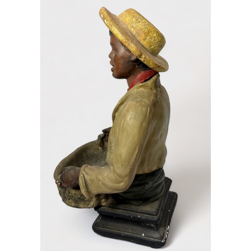 13 - A 1920s painted ceramic figure of an Afro-American cotton-picker in the style of artist William Aike... 