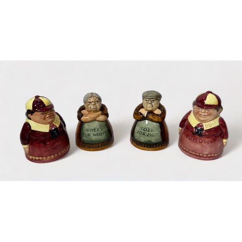 19 - Two pairs of various Royal Doulton salt & peppers, 'Votes for Woman' D7066 and D7067, together with ... 
