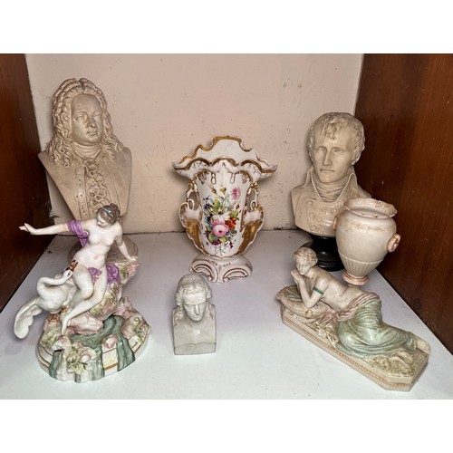 29 - A 19th century Samson porcelain figure group of 'Leda & The Swan,' a 19th century porcerlain  vase w... 
