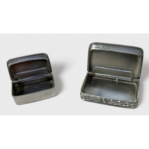 112 - Five assorted pewter snuff boxes by James Furniss Ltd, of various shapes and size, two examples with... 