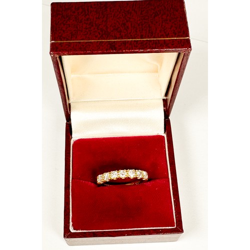 169 - An 18ct yellow gold half-eternity ring, set with 7 x round brilliant cut diamonds, estimated total w... 