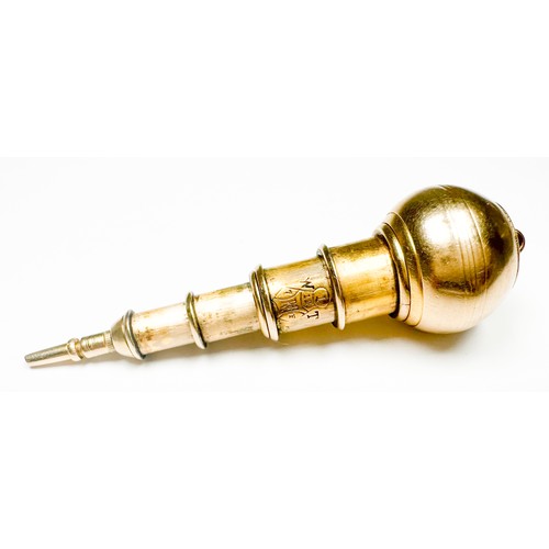 220 - A Victorian gold propelling pencil pendant, of novelty 'plumb bob' form, retailed by Hamilton & Co.,... 