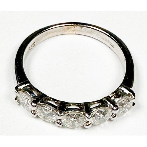 237 - An 18ct white gold diamond ring, set with 5 x round brilliant cut diamonds, estimated total weight 0... 