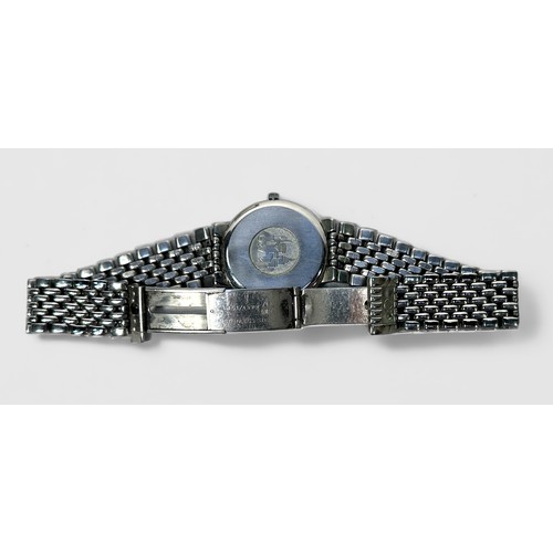 139 - A stainless steel Omega De Ville quartz wristwatch, C.1990’s, the white enamel dial with Roman numer... 