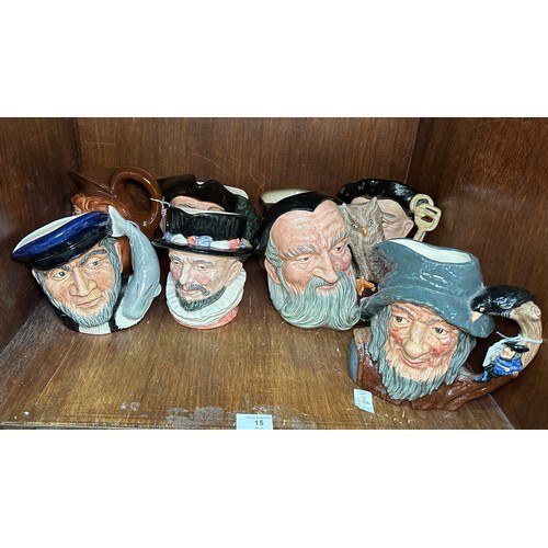 50 - Ten various Royal Doulton character jugs including Captain Ahab, Rip Van Winkle, Merlin and John Bar... 