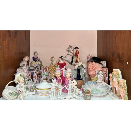 63 - A quatity of ceramics including porcelain figures emblematic of the seasons, Austrian porcelain Lipi... 