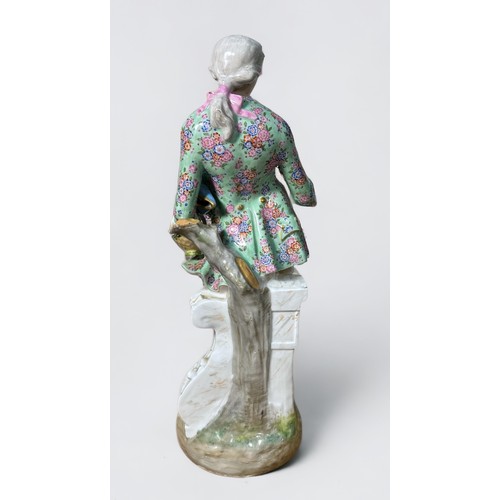 55 - A large 19th century Meissen-style porcelain figure of gentleman 'dandy' with tricorn hat under his ... 