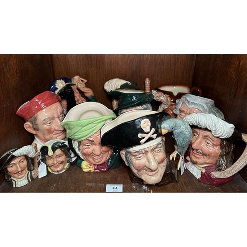 51 - Nine various Royal Doulton character jugs and two medium character jugs, including Old Salt, The Boo... 