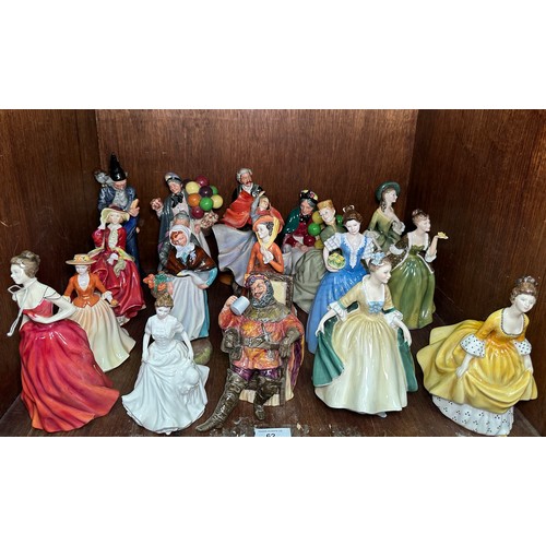 53 - Twenty various Royal Doulton figures, including Foaming Quart, The Wizzard, The Lawyer, Balloon Lady... 
