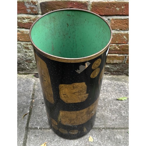 381 - A metal umbrella/stick bin by Felice Galbiati Arte- Decorativa, Milano, Italy, of cylindrical form w... 