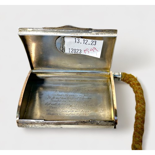 123 - A late 19th century Continental Silver and silver-gilt cigarette box and 'perminent match' striker, ... 