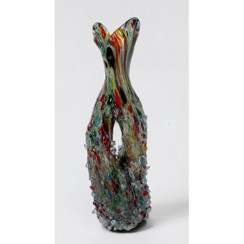 67 - A large Murano, ‘end of day’ style glass vase, of free-form, twisted design, with textured detail, 4... 