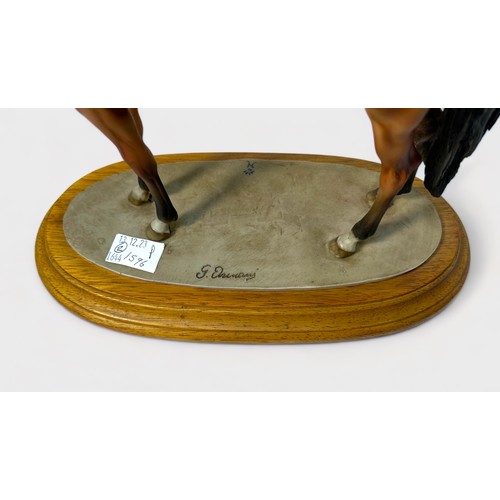 70 - Two various Capodimonte painted composite horse studies, on wooden plinth bases, 29cm and 19cm high,... 