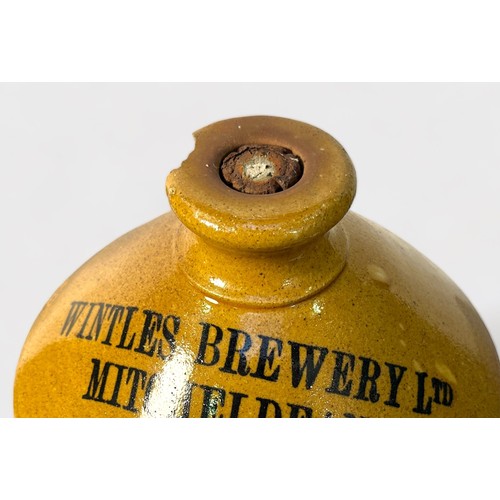 73 - Two salt-glaze stoneware pottery flagons, one for 'Wintles Brewery Ltd, Mitcheldean,' and 'Bulmers C... 