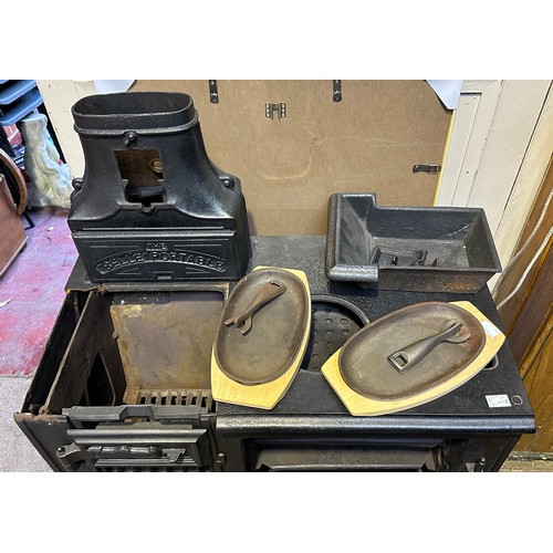 365 - A Victorian cast Iron Kitchen Range, 'The Belle Portable,' with various accessories, 75cm wide x 44c... 