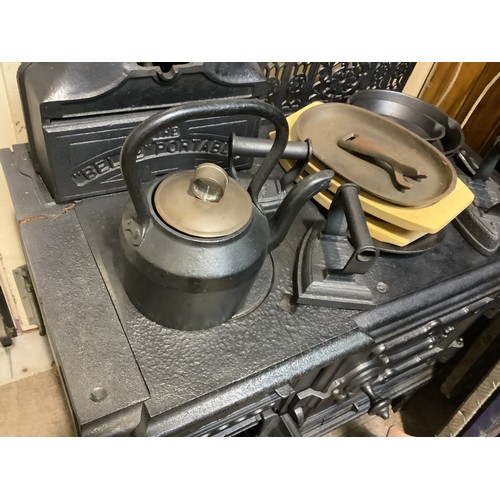 365 - A Victorian cast Iron Kitchen Range, 'The Belle Portable,' with various accessories, 75cm wide x 44c... 