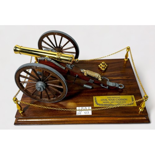 456 - Three various Franklin Mint brass models, comprising, The Civil War Cannon Model 1857 Field Gun, Mus... 