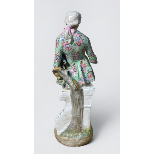 12 - A large 19th century Meissen-style porcelain figure of gentleman 'dandy' with tricorn hat under his ... 