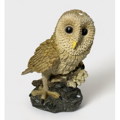 13 - A hand-painted composite moulded figure of a Tawny owl, 30cm high