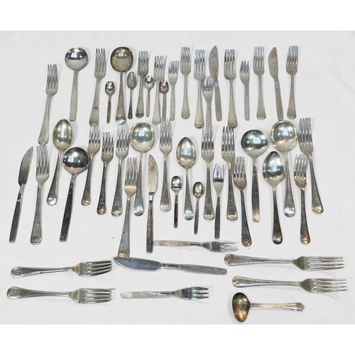 101 - A good collection of assorted silver-plated hollowware and flatware including a cocktail shaker, a M... 