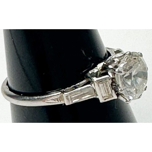 195 - A Platinum and Solitaire Diamond Ring, older style Round Brilliant Cut diamond, estimated weight 1.5... 