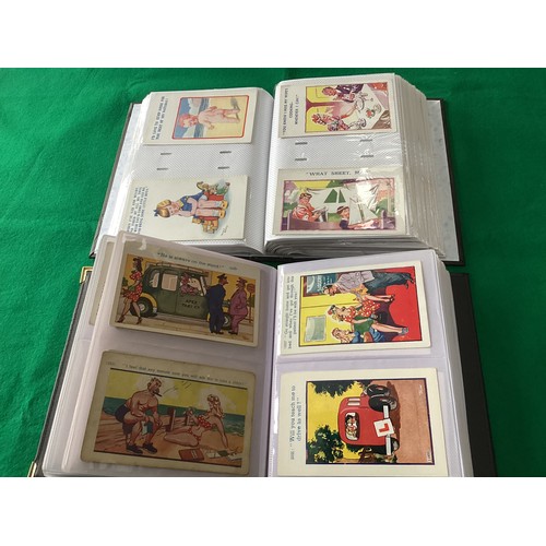 322 - Approximately 400 standard-size humorous and comic postcards in two albums. Various artists feature ... 