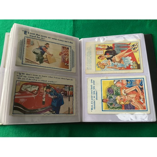 322 - Approximately 400 standard-size humorous and comic postcards in two albums. Various artists feature ... 